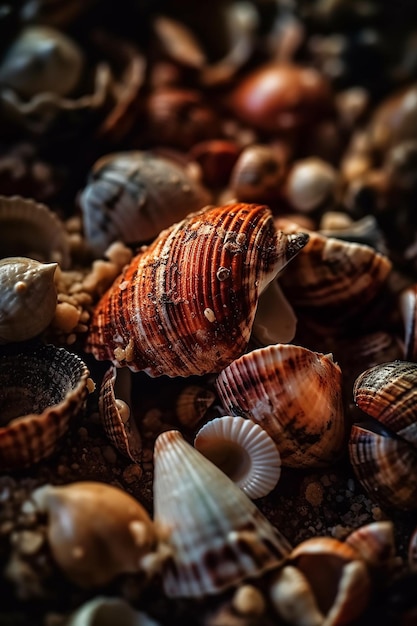 A pile of shells with the word sea on it