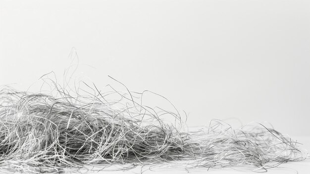 Pile of Silver Threads on White Background