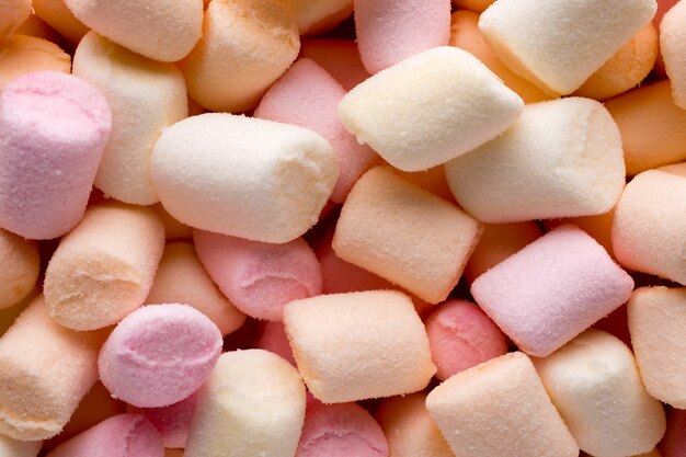 A pile of small colored puffy marshmallows.