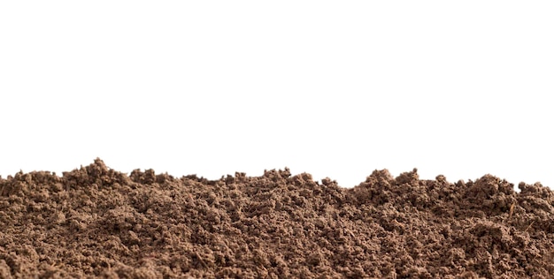 Photo pile soil or dirt isolated on white background