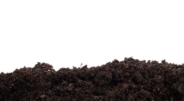 Pile of soil isolated on white background