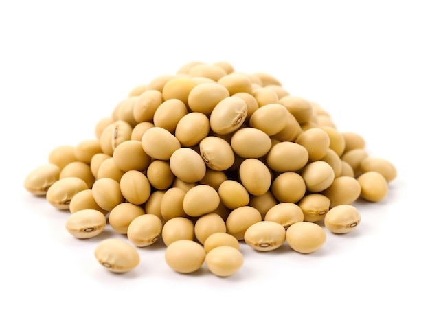 A pile of soybeans on a white background.