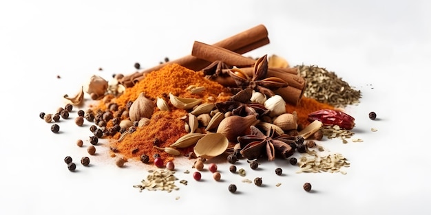 A pile of spices including one that says'spice '