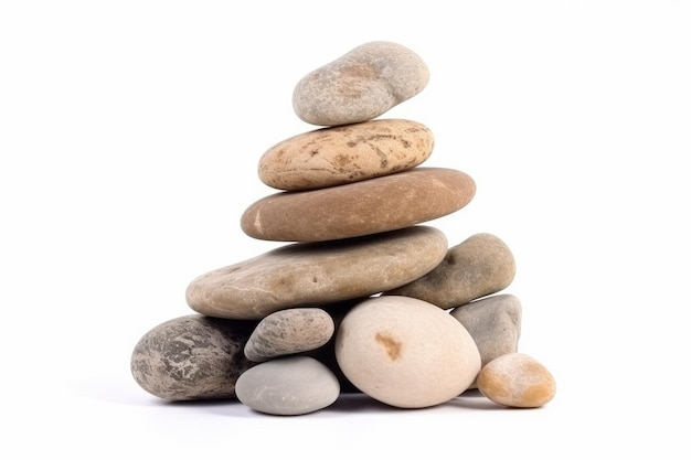 Pile of stones on white background Generative AI