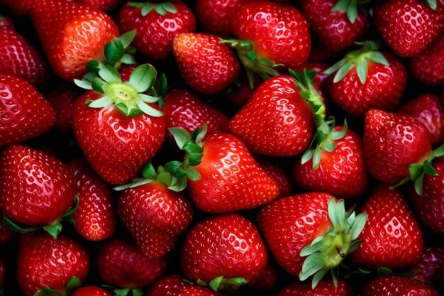 A pile of strawberries with the word " love " on them.