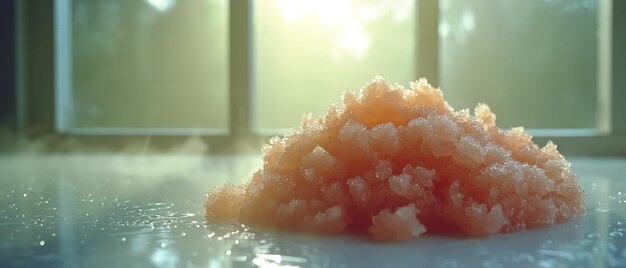 Photo a pile of sugar on a table in front of a window