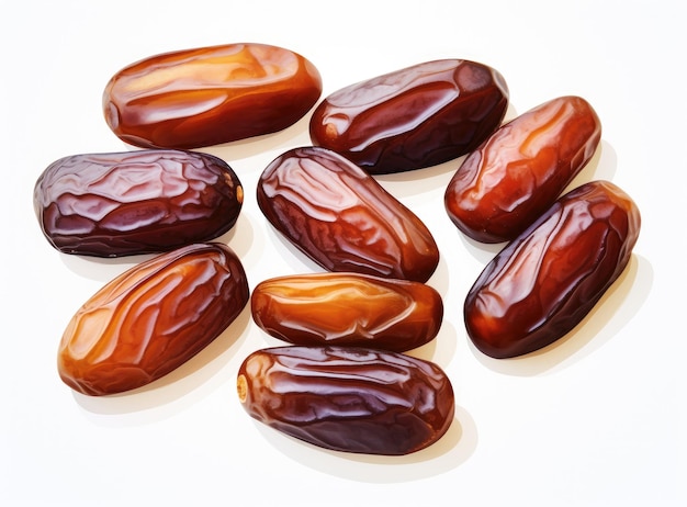 Pile of tasty dry dates isolated on white background Arabic food