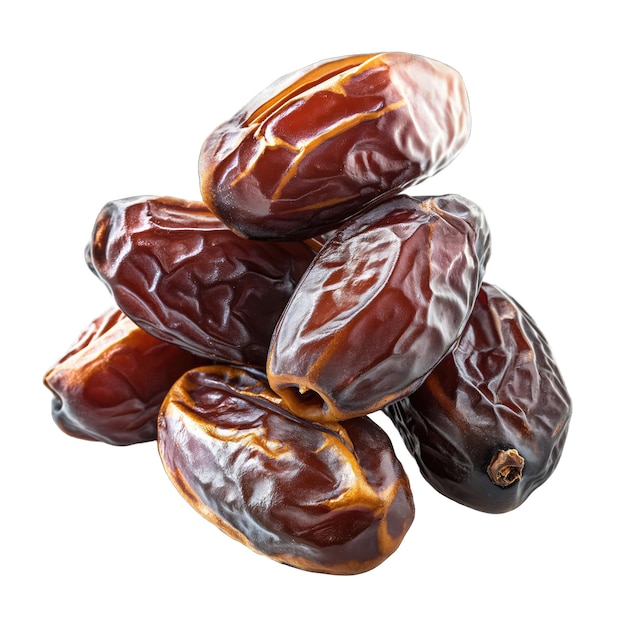 Photo pile of tasty dry dates isolated on white background arabic food