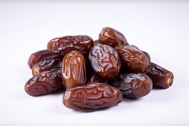Pile of tasty dry dates on isolated white background