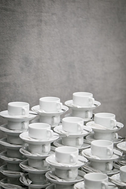 The pile of tea cups