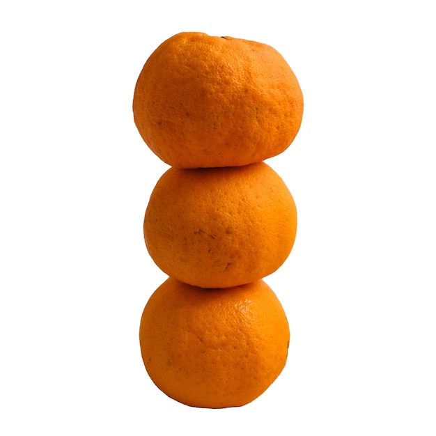 pile of three ripe oranges isolated white background