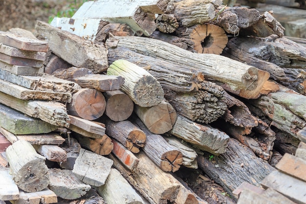 Pile of timber wood.