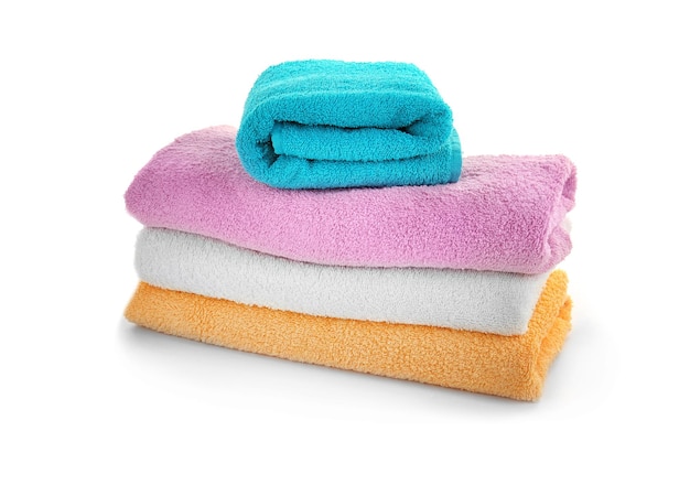 Pile of towels isolated on white