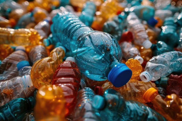 Foto mucchio di bottiglie di plastica spazzatura fotografia professionale