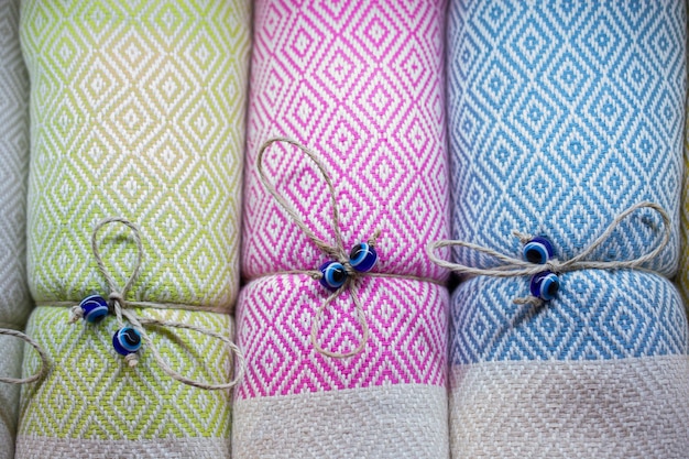 Pile of Turkish Bath Towels known as Hamam Pestemal loinclothes