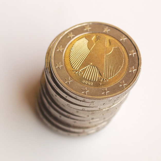 Photo pile of two euro coins