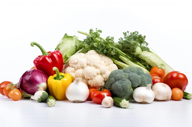 Photo a pile of vegetables including broccoli, cauliflower, cauliflower, cauliflower, and cauliflower.