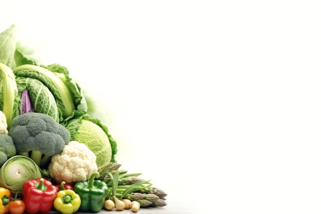 A pile of vegetables on a white background