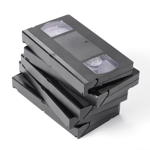 Premium Photo | Pile of vintage vhs videotapes