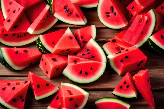 A pile of watermelon with seeds on top of it