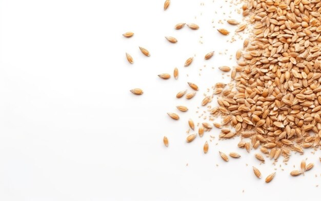 A pile of wheat on a white background