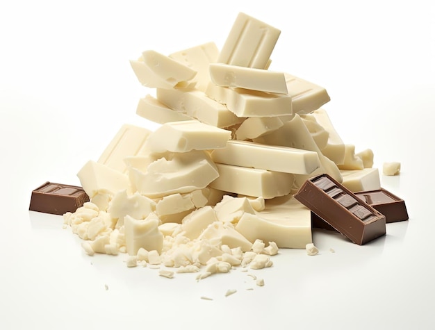 a pile of white chocolate bars laid out flat on a background
