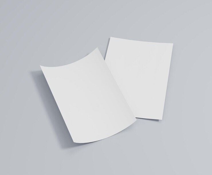Photo 바닥, a4, a3, 빈 전단지, 포스터, 쌓인, 3d, 3d 렌더링에 백서 더미가 놓여 있습니다.