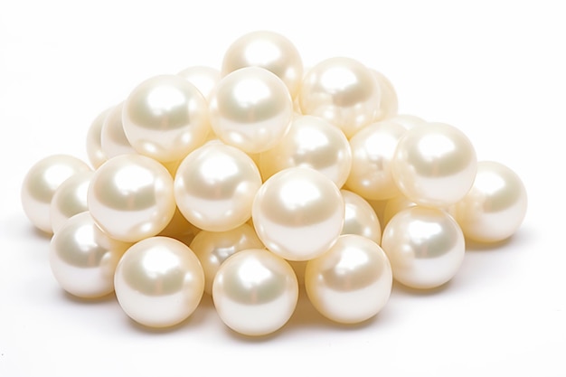 a pile of white pearls on a white surface