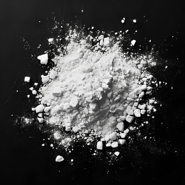 Photo a pile of white powder on a black background