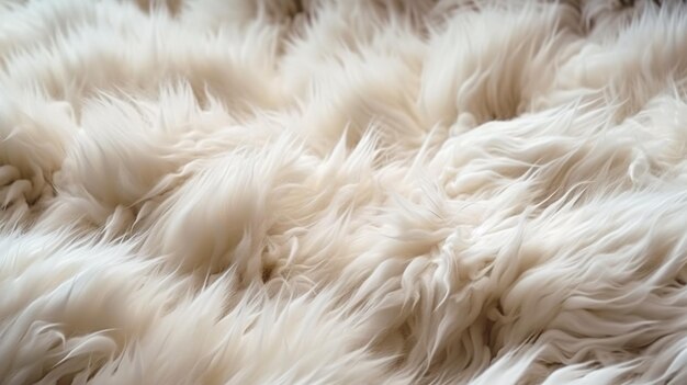 A pile of white shag rugs with a thick texture of white shag rugs.