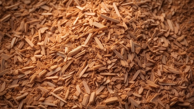 Photo pile of wood chips top down view