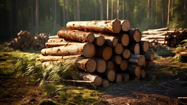 pile of wood in the forest