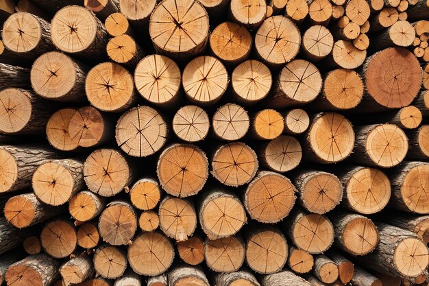 Photo pile of wood logs background texture