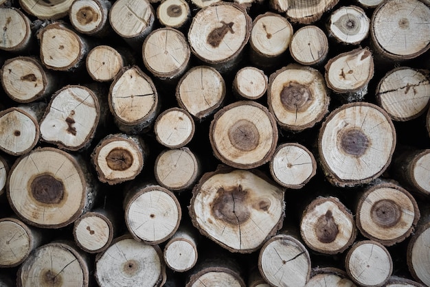 Pile of wood logs ready for winter