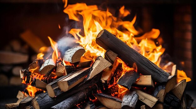 куча древесины, сидящая на огне