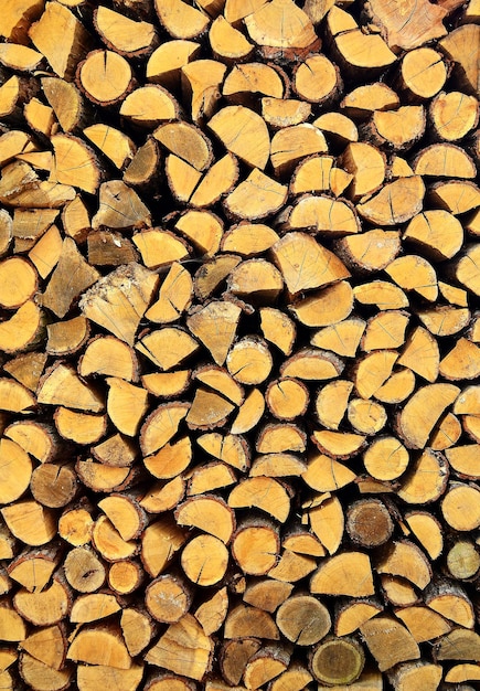 A pile of wood that has been cut into pieces.