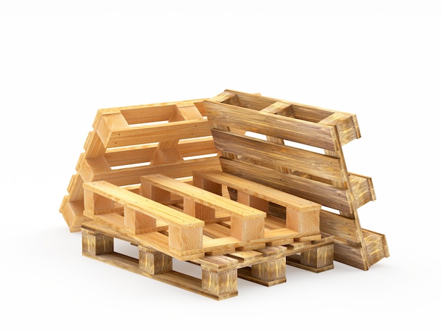 Pile of wooden cargo pallets