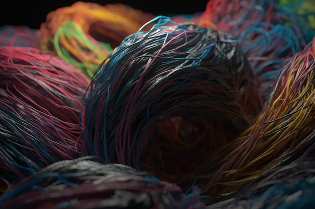 A pile of yarn with the word yarn on it