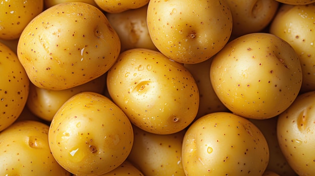 A pile of yellow potatoes
