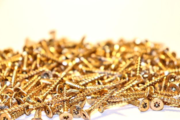 Pile of yellow steel screws