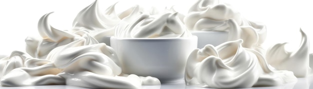 Куча йогурта на белом фоне Генеративный ИИ