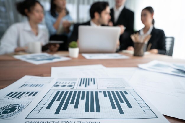 Photo piles of analyzed financial data dashboard on wooden table habiliment