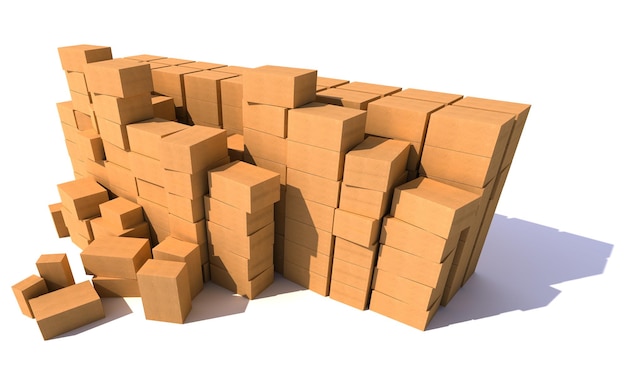 Photo piles of cardboard boxes on a white background