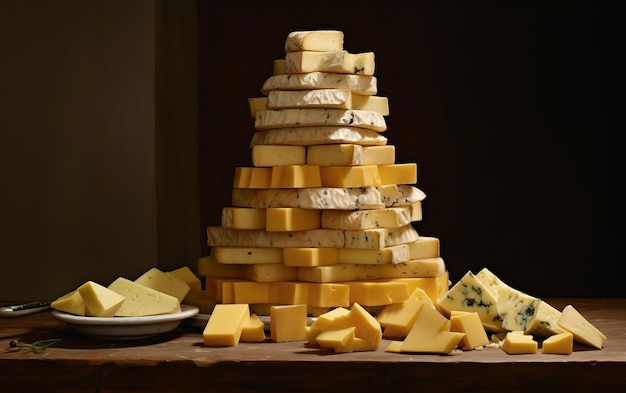 Piles of Cheese and Slices