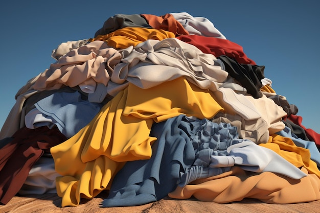 Piles of clothes representing the fast fashion concept