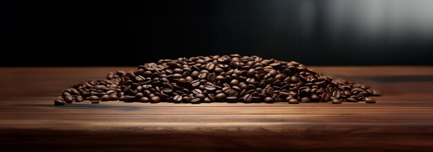 Piles of coffee on wooden table