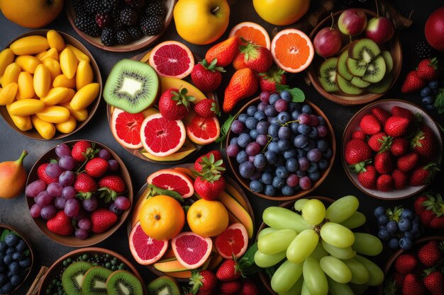 Piles of delicious fruit laid out together