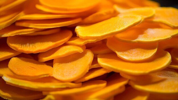 Photo piles of vibrant orange pumpkin slices