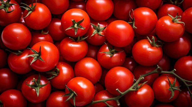 Piles of vibrant red cherry tomato halves