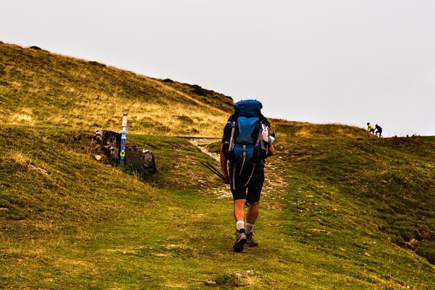 Pilgrim along the Camino de Santiago French Pyrenees